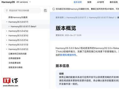 鴻蒙HarmonyOS 5.0.5 Beta1大升級：新增多項API與組件功能
