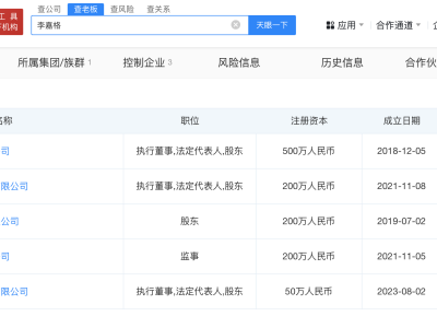 李嘉格與車澈商業關聯揭秘：共任兩家公司要職