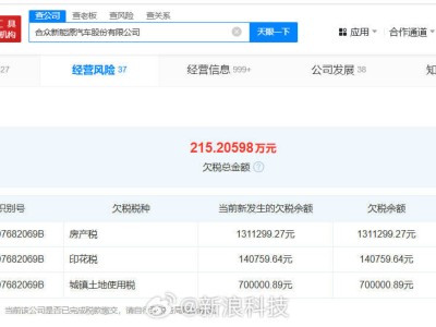 哪吒汽車關聯公司被曝欠稅215萬，涉及稅種包括土地使用稅等