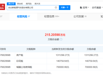哪吒汽車陷欠稅風波，215萬稅款成焦點