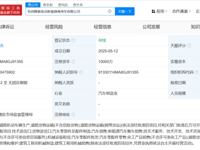 吉利等成立醇氫電動新能源商用車公司 注冊資本1億