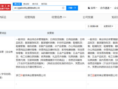 胖都來(lái)商場(chǎng)更名盈都來(lái)，經(jīng)營(yíng)范圍新增服裝零售，已完成工商變更