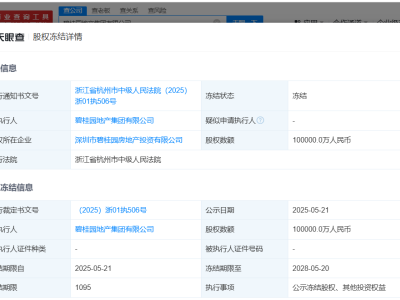 碧桂園地產10億股權遭凍結，資金狀況引發關注