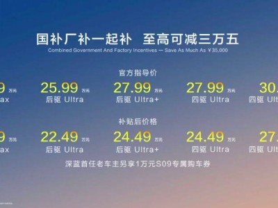 深藍S09大六座智慧SUV上市，20.49萬起售挑戰高端市場