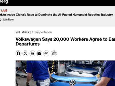 大眾汽車大重組：2萬員工將自愿離職，轉型之路如何走？