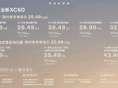 新款沃爾沃XC60上市，售價(jià)25.49-43.49萬(wàn)元，外觀內(nèi)飾全面升級(jí)