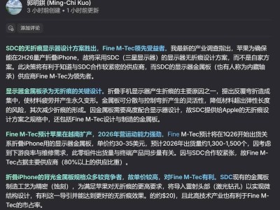蘋果首款折疊屏iPhone采用三星方案，創(chuàng)新不足引發(fā)組裝廠爭議