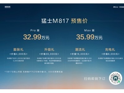 1小時訂單9713臺！含華量最高的猛士M817預售爆單