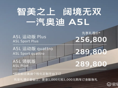 一汽奧迪A5L預(yù)售價(jià)25.68萬元起，搭載華為智駕，要火
