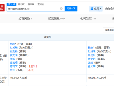 保利國際大手筆增資，注冊資本躍升至10億，增幅高達9倍！