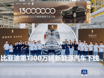 比亞迪新能源汽車?yán)锍瘫旱?300萬(wàn)輛在深汕工廠榮耀下線