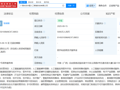 科大訊飛全資布局廣西：新設人工智能科技公司，注冊資本達五千萬