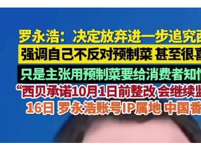 羅永浩放棄追究西貝后發(fā)聲，16日賬號IP屬地顯示在中國香港