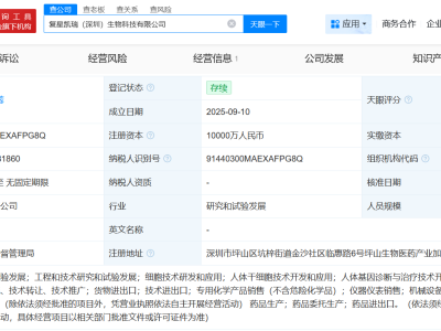 復(fù)星醫(yī)藥在深圳成立生物科技公司 注冊(cè)資本1億