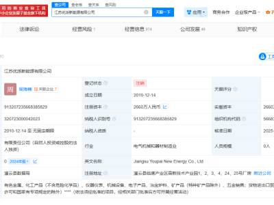 贛鋒鋰業(yè)旗下優(yōu)派新能源公司注銷