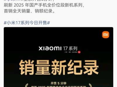 雷軍發文：小米17 Pro Max單款破紀錄，全系開售5分鐘刷新國產手機新紀錄