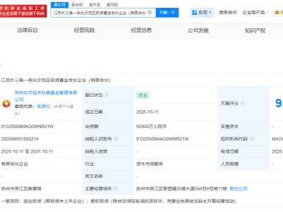 江蘇長三角一體化示范區投資基金登記成立  出資額5億