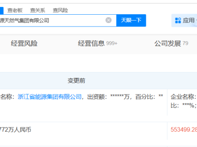 浙江能源天然氣集團增資至約55.3億 增幅約38%