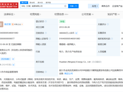 華電寧夏能源公司增資至38億