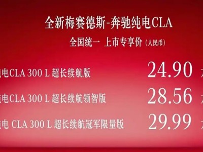 全新梅賽德斯-奔馳純電CLA登場，866公里續航+L2+智駕開啟電動新篇