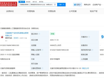 錫創(chuàng)投等成立人工智能股權(quán)投資合伙企業(yè) 出資額5億