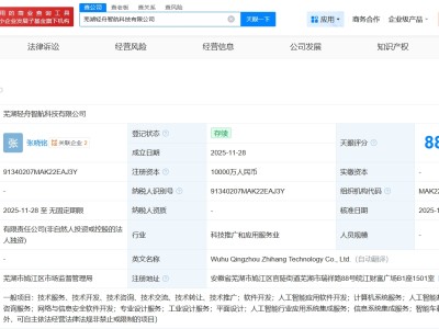 輕舟智航在蕪湖成立新科技公司 注冊資本1億