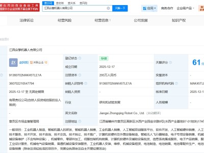 眾擎機器人在江西成立新公司 注冊資本200萬